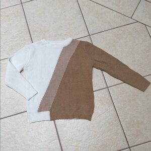 Pink Lily Colorblock Sweater - Cream and Tan